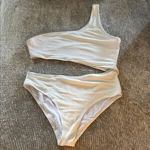 SHEIN White One Shoulder Swim One Piece
